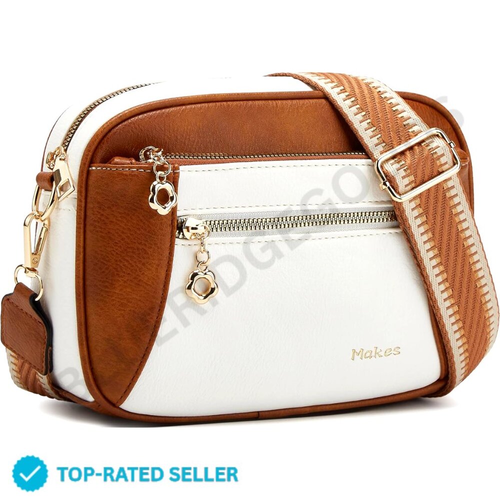 Brand New Makes Crossbody Bag Small White Vegan Leather Trendy